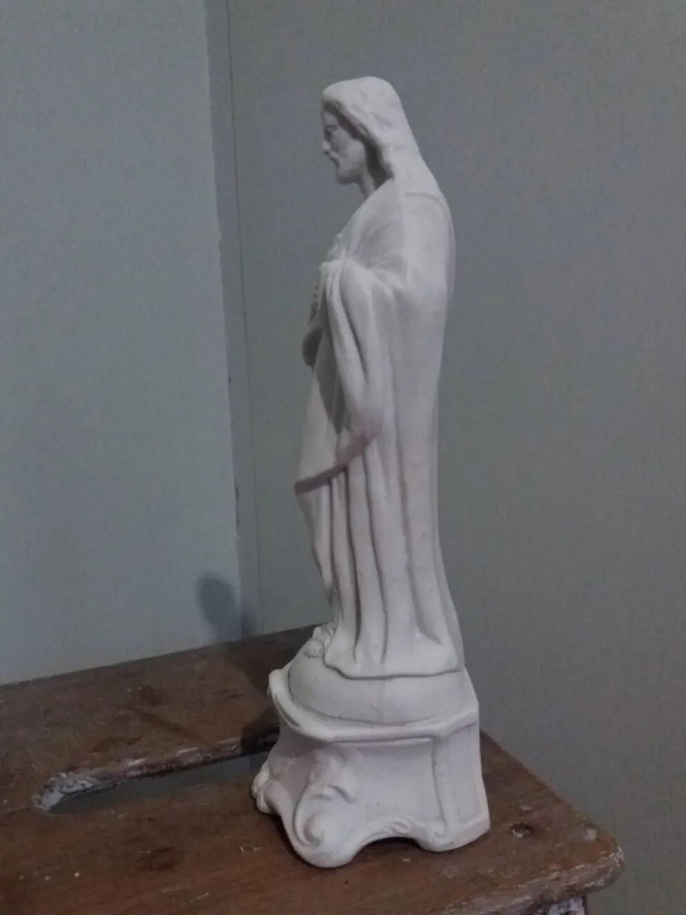 Statue religieuse, Jésus Christ en biscuit de Mauger et Pezé