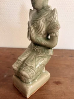 Statuette Bouddha Teppanom Priere Celadon Vert Thailande Sawankhalok Asie