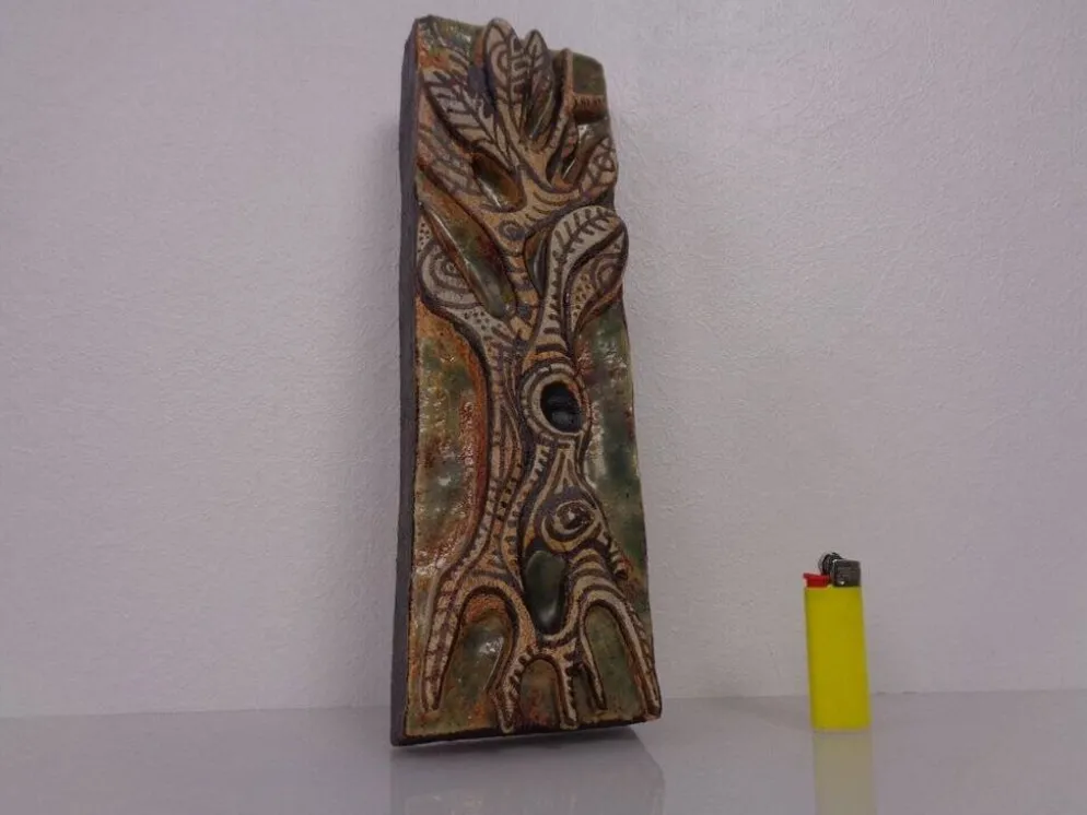 Studio Ceramic Wall Plaque by Gerhard Liebenthron, Germany, 1983