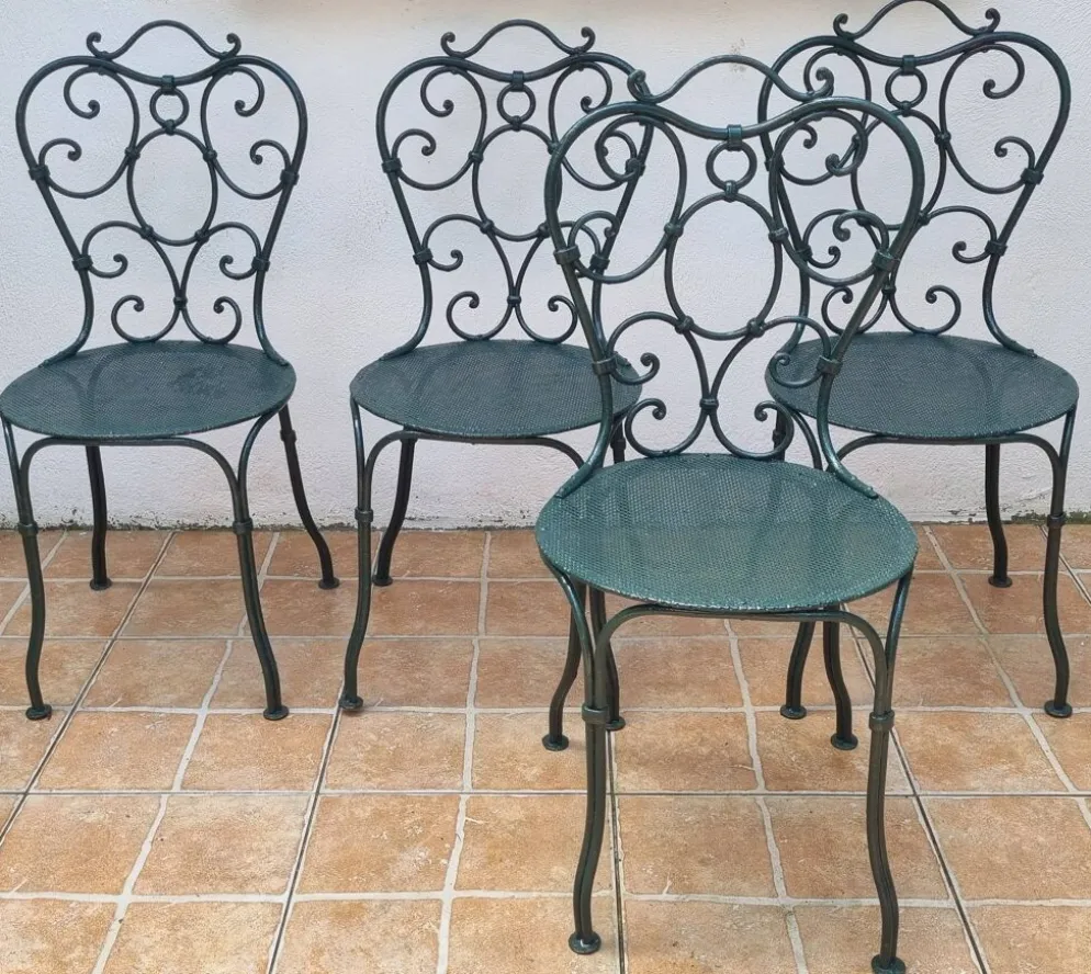 Suite de 4 chaises de jardin en fer forgé 1900