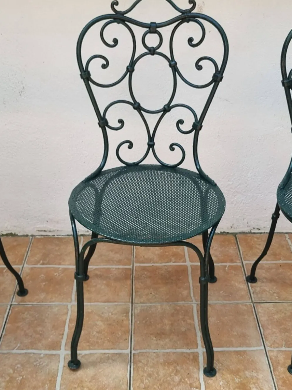 Suite de 4 chaises de jardin en fer forgé 1900