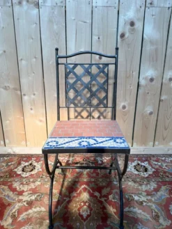 Suite de 6 chaises de jardin – Style méditerranéen années 1980 – Fer forgé