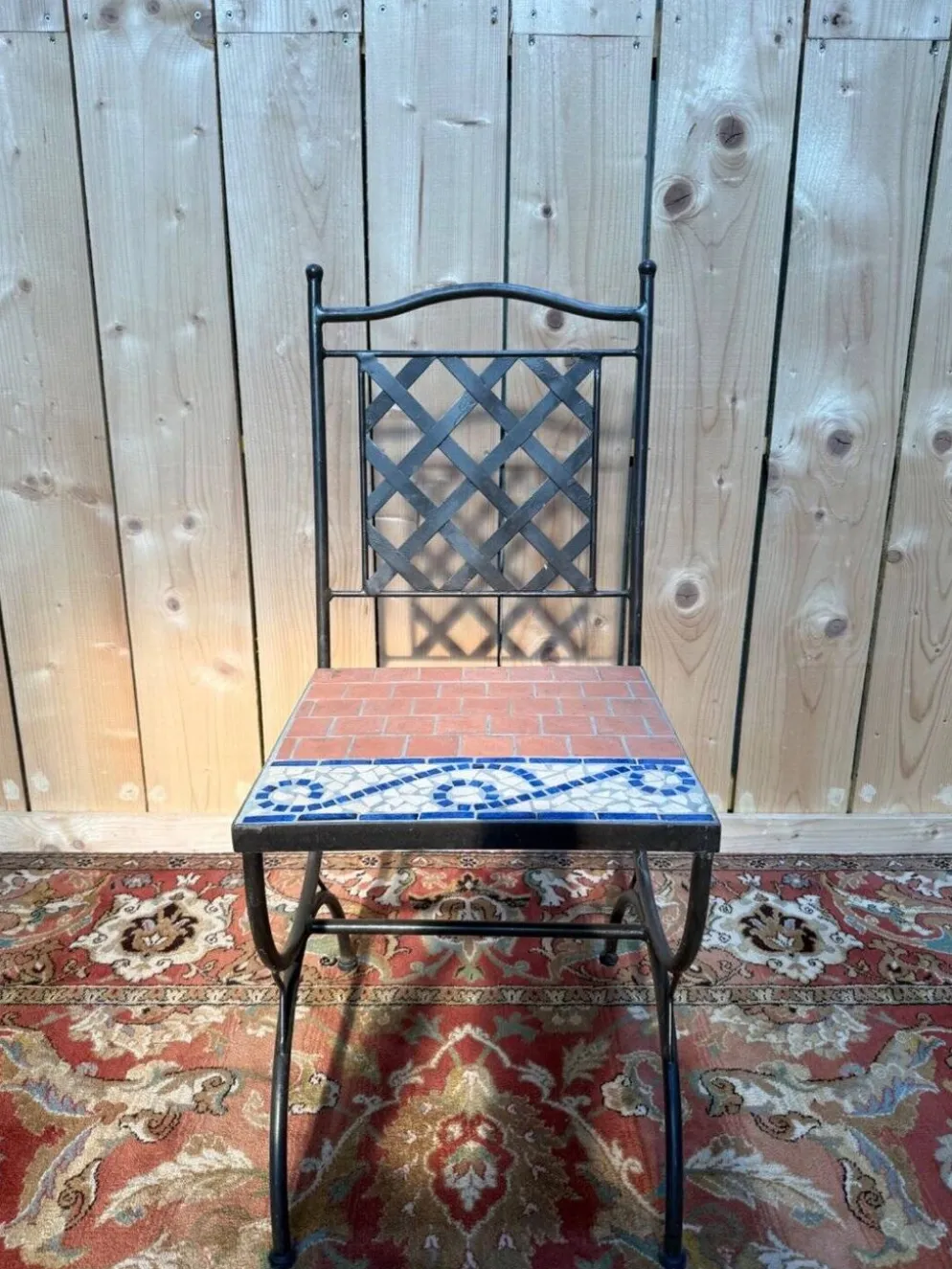 Suite de 6 chaises de jardin – Style méditerranéen années 1980 – Fer forgé