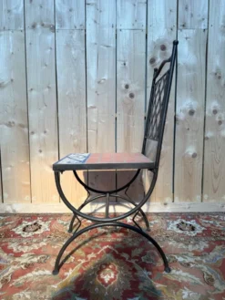 Suite de 6 chaises de jardin – Style méditerranéen années 1980 – Fer forgé