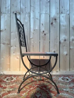 Suite de 6 chaises de jardin – Style méditerranéen années 1980 – Fer forgé