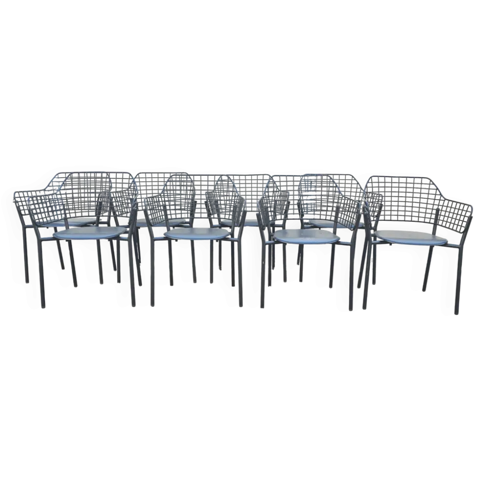 Suite de 8 chaises lyze, emu