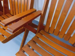 Suite de 4 fauteuils de jardin vintage en bois de hêtre des années 60