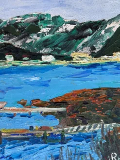 Suite de 3 huiles sur panneaux - paysages marins