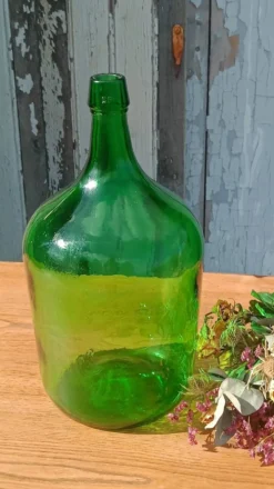 Superbe dame jeanne ancienne en verre vert