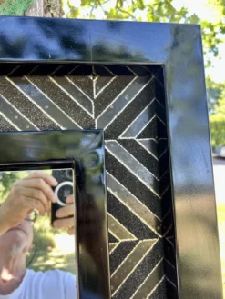 Superbe miroir contemporain métal et céramique géométrique