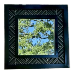 Superbe miroir contemporain métal et céramique géométrique