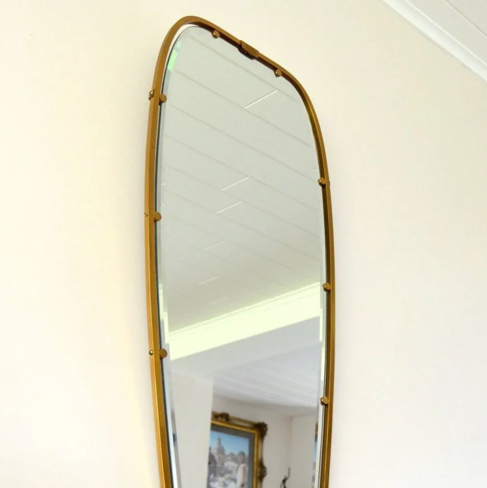 Superbe miroir forme libre en laiton massif année 50 / 60 vintage