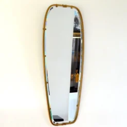 Superbe miroir forme libre en laiton massif année 50 / 60 vintage