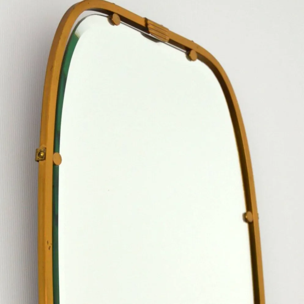 Superbe miroir forme libre en laiton massif année 50 / 60 vintage