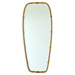 Superbe miroir forme libre en laiton massif année 50 / 60 vintage