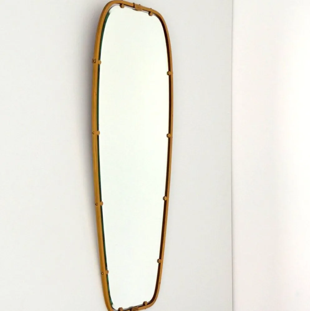 Superbe miroir forme libre en laiton massif année 50 / 60 vintage
