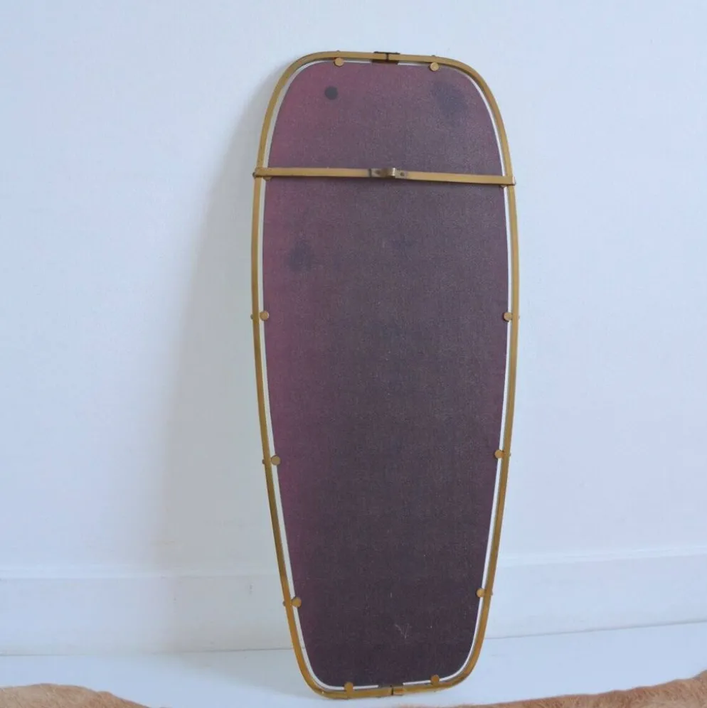 Superbe miroir forme libre en laiton massif année 50 / 60 vintage