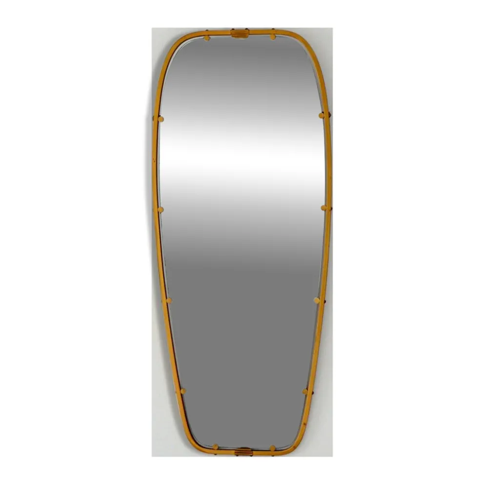 Superbe miroir forme libre en laiton massif année 50 / 60 vintage