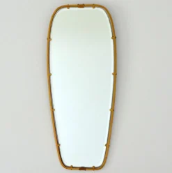 Superbe miroir forme libre en laiton massif année 50 / 60 vintage