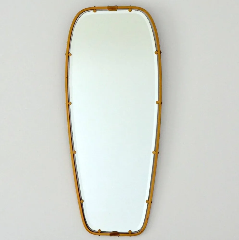 Superbe miroir forme libre en laiton massif année 50 / 60 vintage
