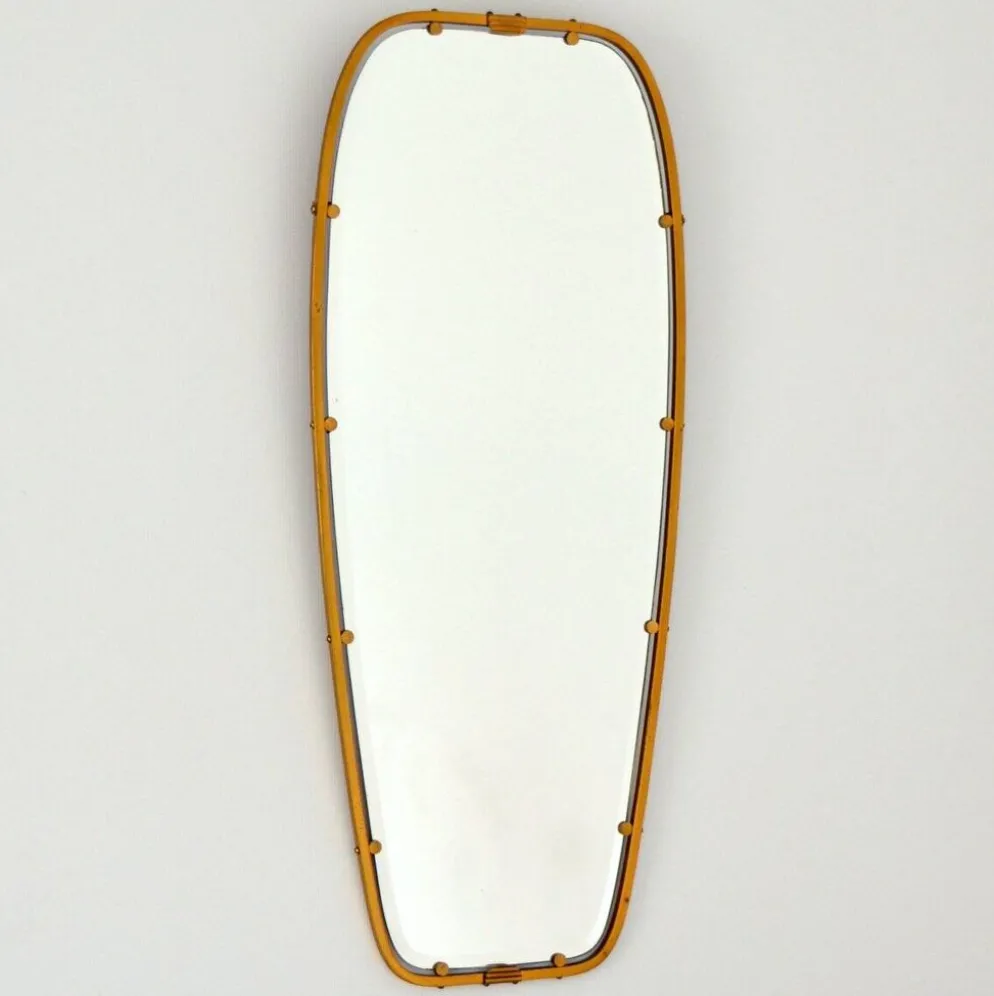 Superbe miroir forme libre en laiton massif année 50 / 60 vintage