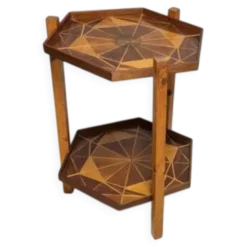 Support en placage de bois géométrique, Tchécoslovaquie, années 1960-1970