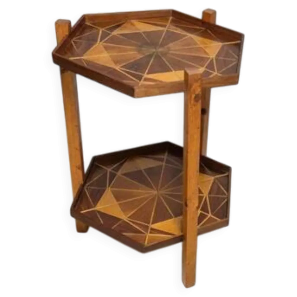 Support en placage de bois géométrique, Tchécoslovaquie, années 1960-1970