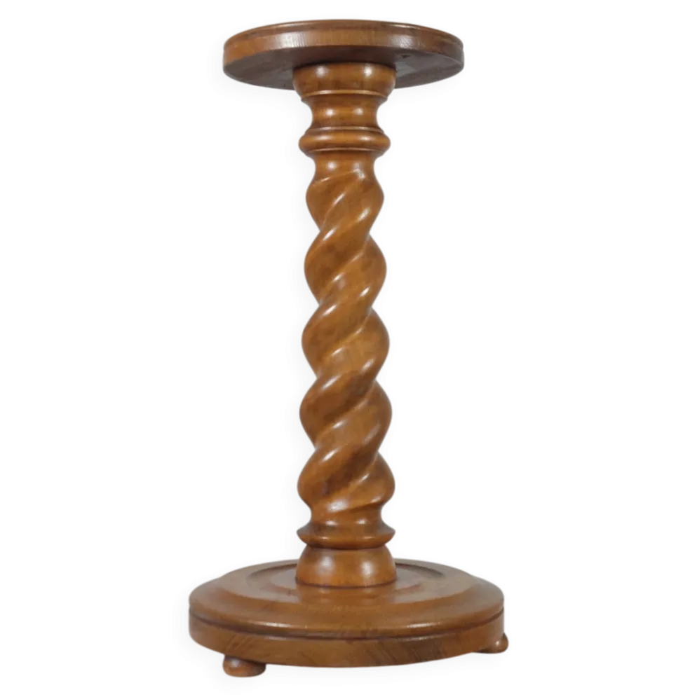Support à fleurs en spirale en bois tourné vintage