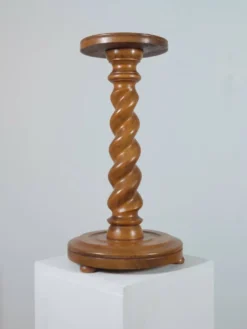 Support à fleurs en spirale en bois tourné vintage