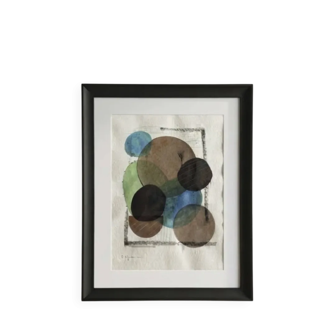 Tableau abstrait contemporain original, encadré (55x45cm)