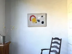 Tableau abstrait sur toile de lin dans le goût de Joan Miro