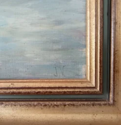 Tableau ancien huile sur toile signée J.V