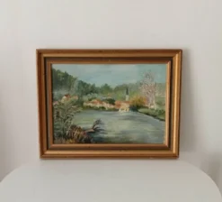 Tableau ancien huile sur toile signée J.V