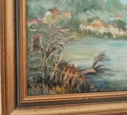 Tableau ancien huile sur toile signée J.V