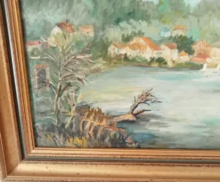 Tableau ancien huile sur toile signée J.V