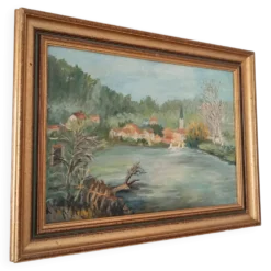 Tableau ancien huile sur toile signée J.V