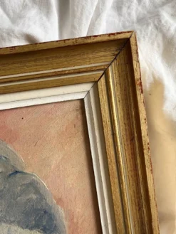 Tableau ancien peinture huile sur toile portrait homme signé Y. Mercier Contart