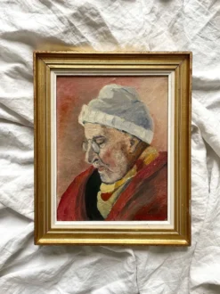 Tableau ancien peinture huile sur toile portrait homme signé Y. Mercier Contart