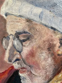 Tableau ancien peinture huile sur toile portrait homme signé Y. Mercier Contart