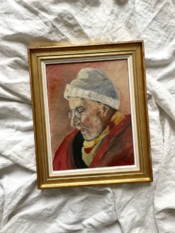 Tableau ancien peinture huile sur toile portrait homme signé Y. Mercier Contart