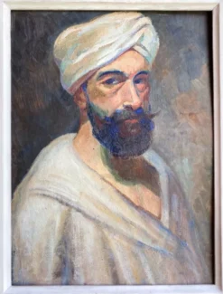 Tableau ancien, portrait d’homme au turban , XX siècle, signé