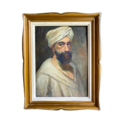 Tableau ancien, portrait d’homme au turban , XX siècle, signé