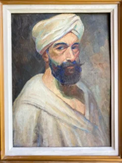 Tableau ancien, portrait d’homme au turban , XX siècle, signé