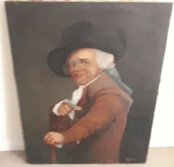 Tableau ancien portrait huile sur toile signée Gouet