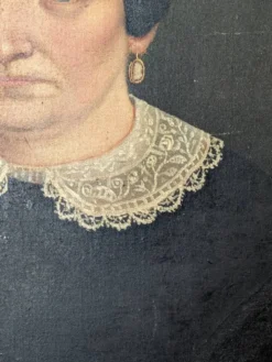 Tableau ancien portrait vintage décoration campagne bohème huile sur toile