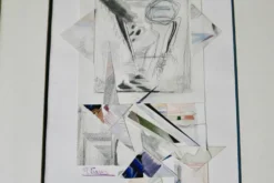 Tableau années 80 / collages de papier dessinés encadré
