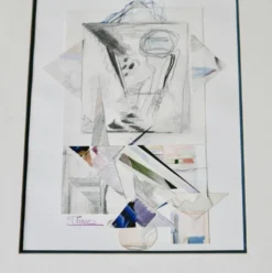 Tableau années 80 / collages de papier dessinés encadré