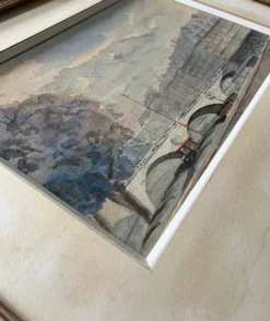 Tableau Aquarelle début XX° Pont de Paris Bord de Seine signé J. M. Nicolle