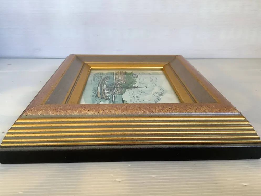 Tableau aquarelle signée bateau marine