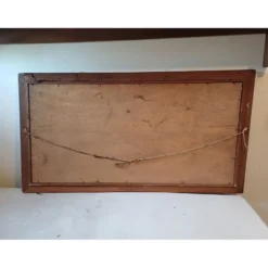 Tableau bois peinture vernie signée Clavere